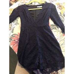 Navy Lace Romper